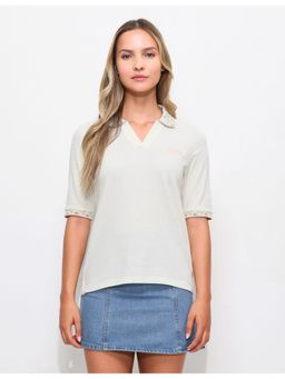 U.S. POLO ASSN. - White Textured Regular Fit Polo T-Shirt