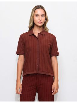 U.S. POLO ASSN. - Orange Textured Boxy Fit Shirt