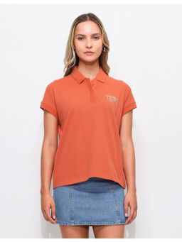 U.S. POLO ASSN. - Orange Extended Sleeves Boxy Fit Polo T-Shirt
