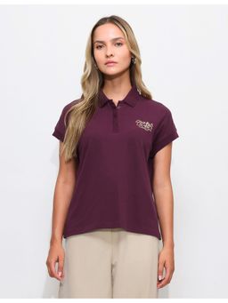 U.S. POLO ASSN. - Wine Extended Sleeves Boxy Fit Polo T-Shirt