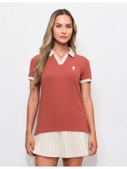 U.S. POLO ASSN. - Red Contrast Collar Regular Fit Polo T-Shirt
