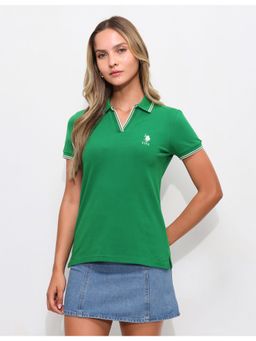 U.S. POLO ASSN. - Green Tipped Collar Regular Fit Polo T-Shirt