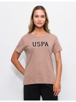 U.S. POLO ASSN. - Brown Brand Typography Printed Regular Fit Polo T-Shirt