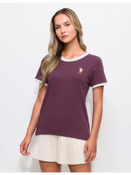 U.S. POLO ASSN. - Purple Solid Regular Fit Lurex T-Shirt