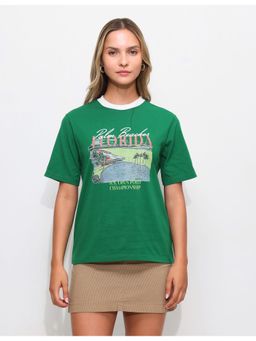 U.S. POLO ASSN. - Green Graphic Printed Boxy T-shirt