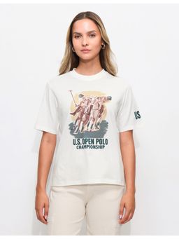 U.S. POLO ASSN. - White Graphic Printed Boxy T-shirt