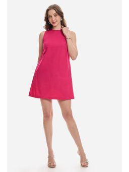 Virgio - Solid Cotton Tent Mini Dress For Women - Pink