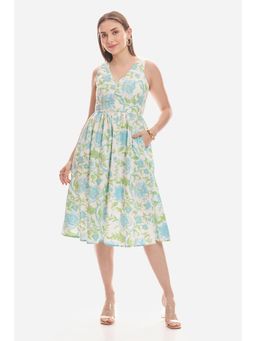 Virgio - Multi-Color Printed Front Button Down Midi Daywear Dress