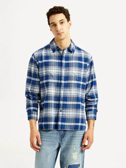 Levi's - Mens Checkered Blue Relaxed Fit casual Shirt