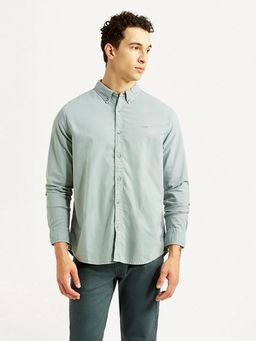 Levi's - Mens Solid Light-Blue Slim Fit Casual Shirt