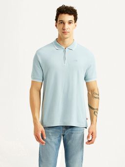 Levi's - Mens Solid Light-Blue Slim Fit Polo T-shirt