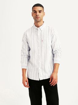 Levi's - Mens Striped White Slim Fit Casual Shirt