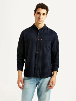 Levi's - Mens Self Design Navy Blue Slim Fit casual Shirt