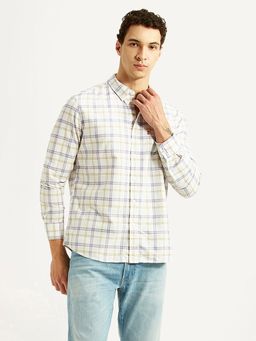 Levi's - Mens Checkered Off-White Slim Fit Casual Shirt