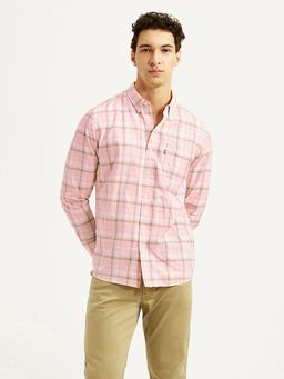 Levi's - Mens Checkered Pink Slim Fit Casual Shirt