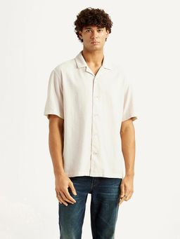 Levi's - Mens Textured Off-White Relaxed Fit Camp Casual Shirt