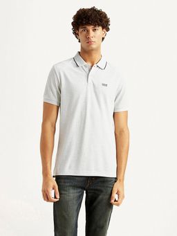 Levi's - Mens Solid Light-Grey Slim Fit Polo T-shirt