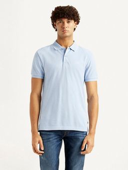 Levi's - Mens Solid Light-Blue Slim Fit Polo T-shirt