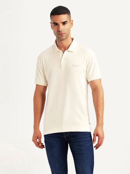 Levi's - Mens Solid Off-White Slim Fit Polo T-shirt