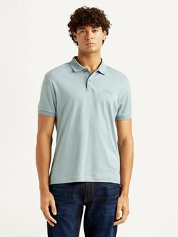 Levi's - Mens Solid Light-Blue Slim Fit Polo T-shirt