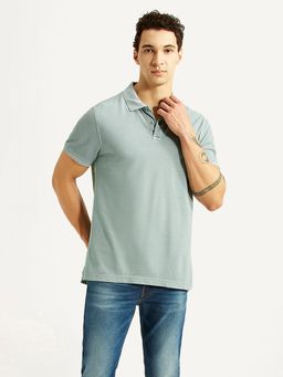 Levi's - Mens Solid Light-Blue Slim Fit Polo T-shirt