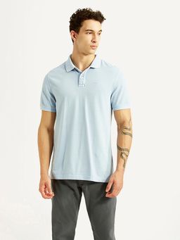 Levi's - Mens Solid Light-Blue Slim Fit Polo T-shirt