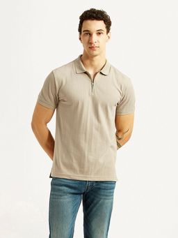 Levi's - Mens Self Design Beige Slim Fit Polo T-shirt