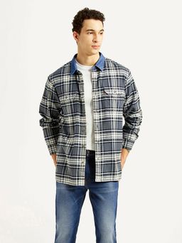 Levi's - Mens Checkered Grey Relaxed Fit Casual Shirt