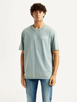 Levi's - Mens Brand Logo Light-Blue Crew Neck T-shirt
