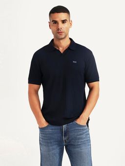 Levi's - Mens Textured Navy Blue Slim Fit Polo T-shirt