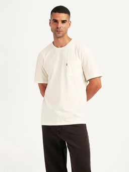 Levi's - Mens Solid Off-White Slim Fit T-shirt