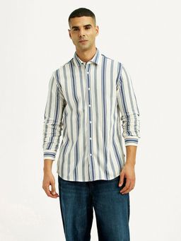 Levi's - Mens Striped White Slim Fit Casual Shirt