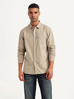 Levi's - Mens Solid Beige Slim Fit Casual Shirt