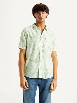 Levi's - Mens Floral Light-Green Slim Fit Casual Shirt