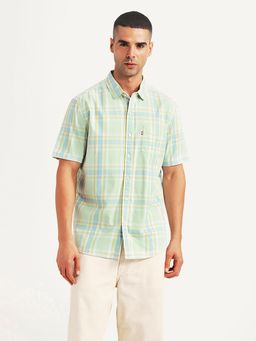 Levi's - Mens Checkered Green Slim Fit Casual Shirt