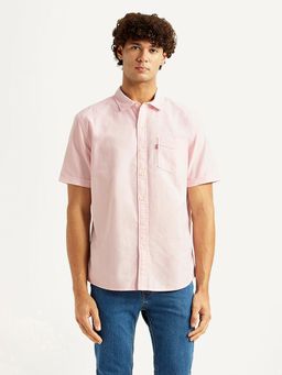 Levi's - Mens Solid Light-Pink Slim Fit Casual Shirt
