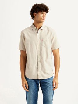 Levi's - Mens Solid Beige Slim Fit Casual Shirt