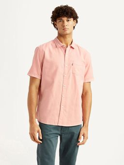 Levi's - Mens Solid Light-Pink Slim Fit Casual Shirt