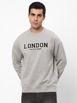 R&B - Graphic Print Regular Men Grey Sweatshirt