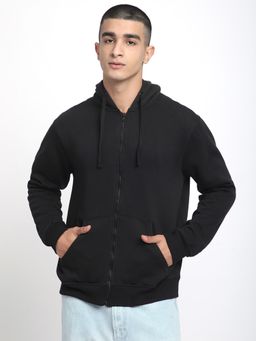 R&B - Black Solid Regular Men Sweatshirt