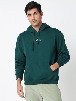 R&B - Green Solid Regular Men Sweatshirt