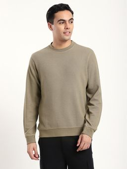 R&B - Solid Regular Men Green Sweatshirt