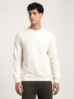R&B - Solid Regular Men Off White Sweatshirt