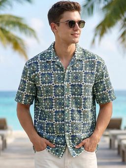 Bewakoof - Mens Textured Oversized Lace Casual Shirt