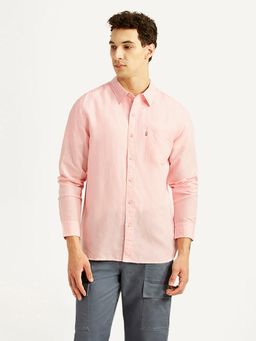 Levi's - Mens Solid Light-Pink Slim Fit Casual Shirt