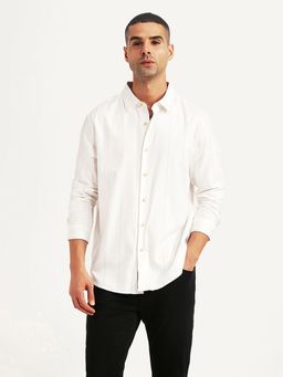 Levi's - Mens Pin Stripes White Slim Fit Casual Shirt