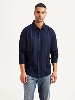 Levi's - Mens Pin Stripes Navy Blue Slim Fit Casual Shirt