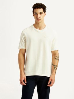 Levi's - Mens Solid Off-White Crew Neck T-shirt