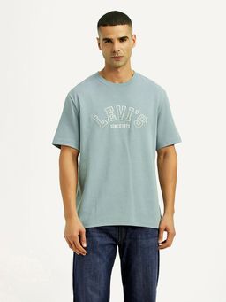 Levi's - Mens Brand Logo Light-Blue Crew Neck T-shirt
