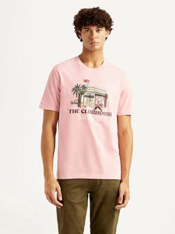 Levi's - Mens Graphic Print Pink Crew Neck T-shirt